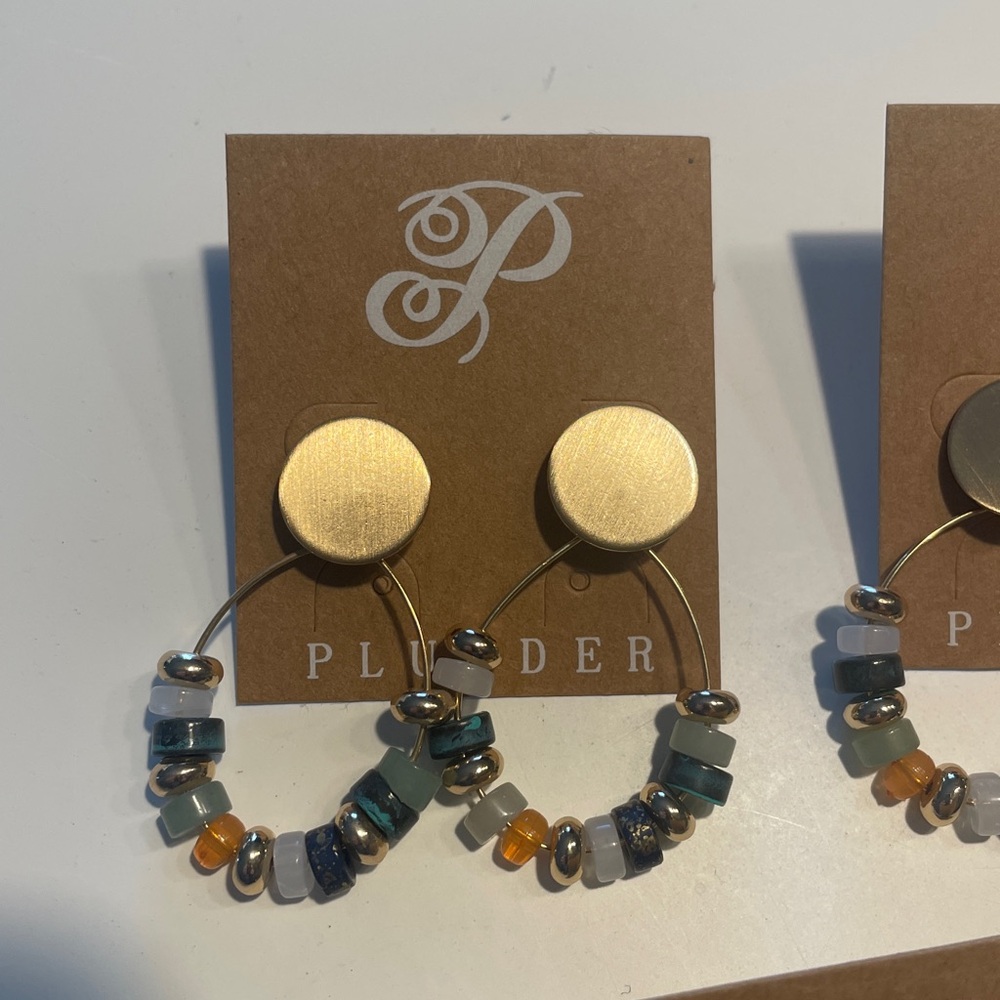 3 Plunder Gold and Multicolor Beaded Earrings NEW in packaging - Picture 3 of 4